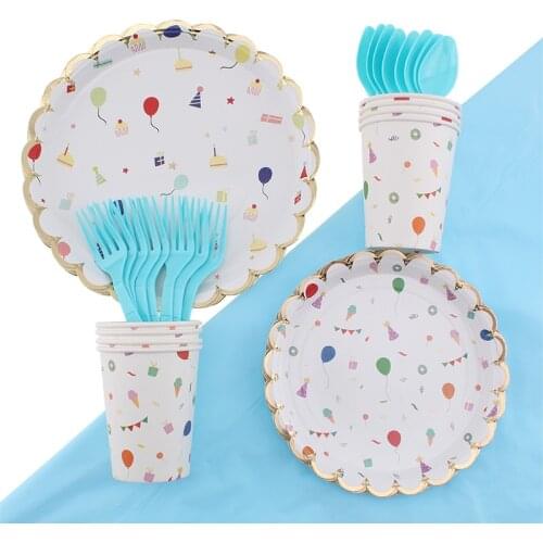 Childrens Day Theme Disposable Tableware Set Birthday Celebration Disposable Cup Plate Napkin Paper Straw Tablecloth Party Supp