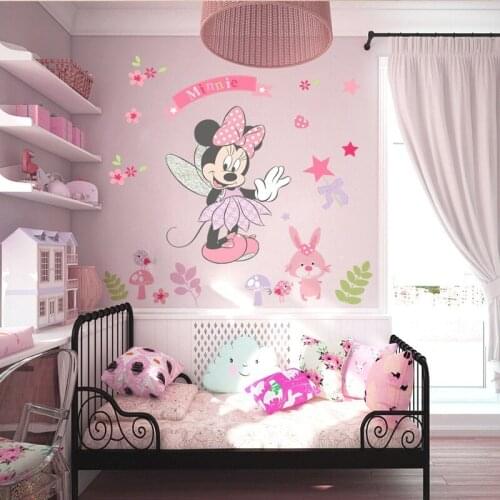 Disney Mickey Minnie Wall Sticker Children Room Graffiti Decoration Cartoon Game Sticker Removable Papel De Pared PVC Stickers