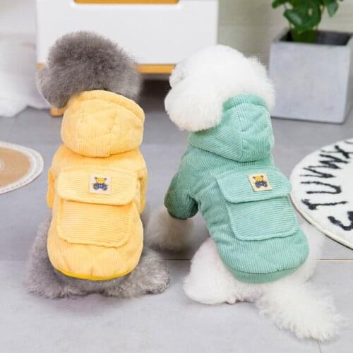2021 New Pet Hooded Cotton Padded Clothes Chihuahua Two Legged Sweater Teddy Hoodies Comfortable Granular Velvet