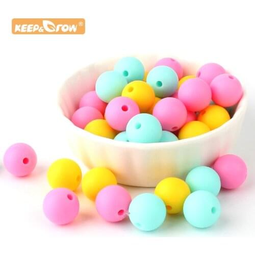 Keep&Grow Wholesale 500pcs Silicone Round Beads Pearl Teething Pacifier Chain Food Grade Silicone DIY Newborn Molar Products