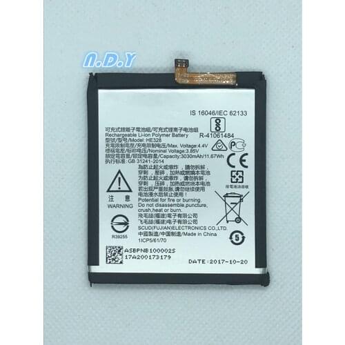 Original HE328 3030mAh Battery For Nokia 8 nokia8 Li-ion Polymer Replacement Batteries Bateria