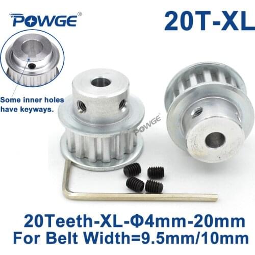 POWGE 20 Teeth XL Timing pulley Keyway Bore 8/10/12/12.7/14/15/16mm for width 10mm XL Synchronous Belt 20teeth 20T