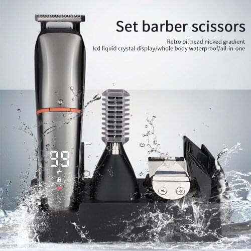 Professional Electric Hair Clipper Hair Trimmer Waterproof 6In1LED Digital Display Multifunctional Electric Clippers Men Haircut