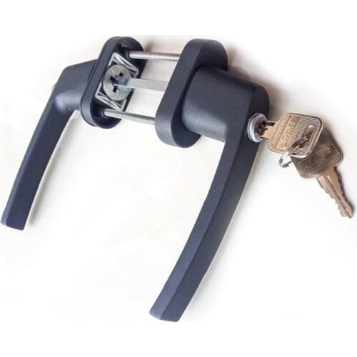 Gray Plastic Steel Door double-sided Handle sliding push door handles 55-65MM with lock