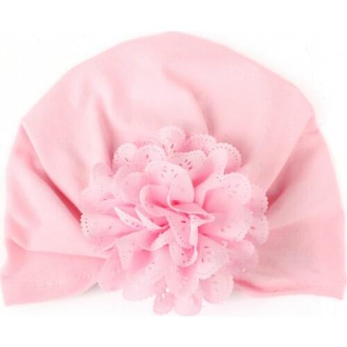 Soft Big Floral Cotton Indian Flower Beanies Chiffon Baby Girls Knot Bohemian India Hat For Infant Autumn Winter Childrens Caps