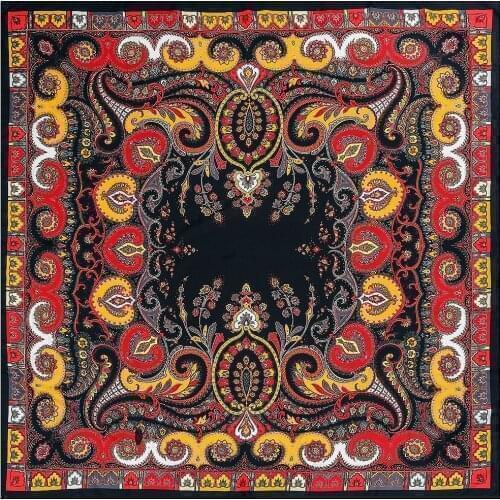 130cm Bohemia Paisley Square Scarf Luxury Design Brand Twill 100% Silk Scarf Women Kerchief Scarves For Ladies Fashion Shawl