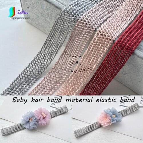 Width 2cm Red Gray Pink Female Baby Boy Head Band Material Homemade Hair Accessories Mesh Belt Lace Elastic Band A0442F