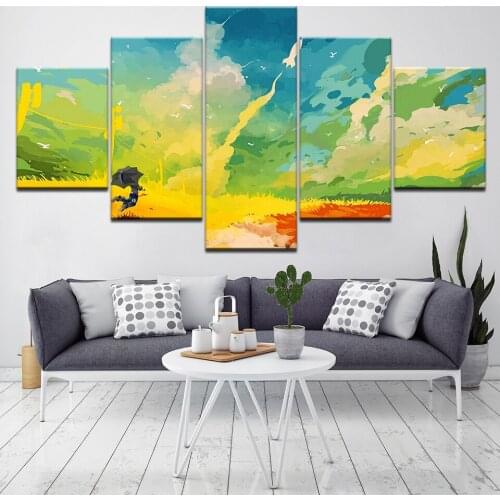 Blue Green Yellow Red color 5 Piece Wallpapers Art Canvas Print modern Poster Modular art painting for Living Room Home Decor