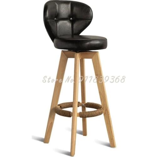 Nordic Bar Chair Modern Simple Family Bar Chair Back High Chair Solid Wood Rotary High Stool Bar