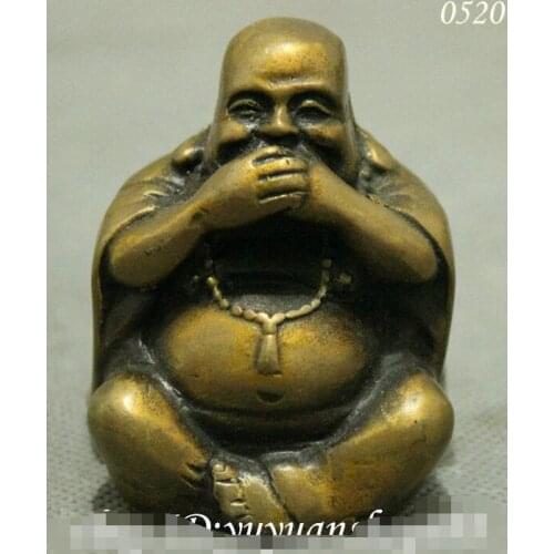 China Buddhism Happy Laugh Maitreya Covered Mouth Buddha Statue Figurine