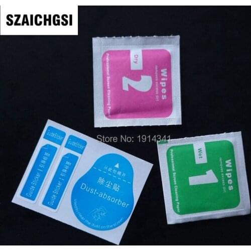 SZAICHGSI Dry Wipes+Wet Wipes+Dust Absorber Sticker Cleaning Cloth For Tempered Glass Screen Protector LCD wholesale 10000set