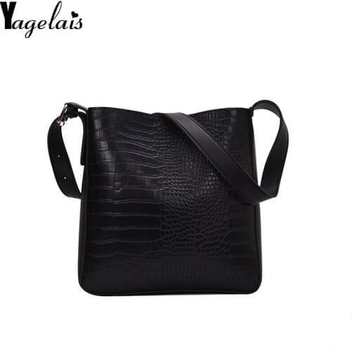 Bucket Bags Retro Alligator Women Crocodile Pattern Handbag Capacity Casual Crocodile Shoulder Messenger Bags Ladies PU Purse