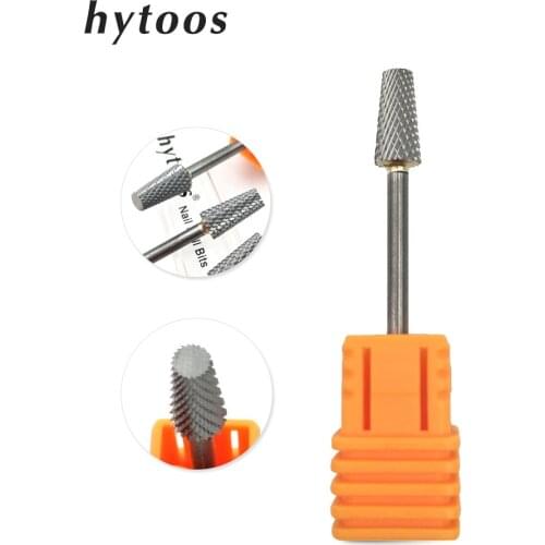HYTOOS New Tepered Nail Drill Bit 3/32" Rotary Tungsten Carbide Milling Cutter Manicure Bits Drill Accessories Nail Tools