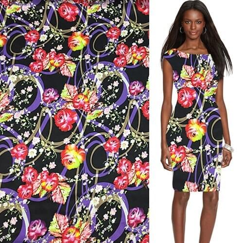 Floral and striped print silk cotton satin Charmeuse fabric 16momme 138cm,SCT455