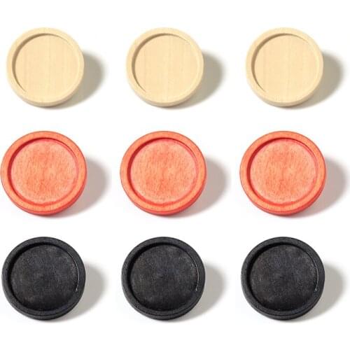 XINYAO 10Pcs 20mm 25mm 30mm Wooden Bottom Bracket With Stainless Steel Buckle Brooch Black Wood Red Coffee Trays Diy Findings