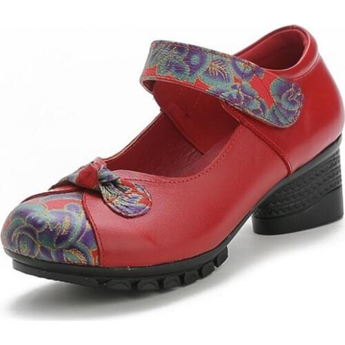 ZXRYXGS Spring Printing Cowhide Mixed Color Mother Shoes High Heels Elegant Comfort Fashion Shoes Genuine Leather Shoes New