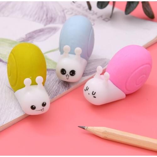 1 Pcs Cute Small Snail Eraser Rubber Stationery Creative Kawaii Papelaria Child Learning School Supplies Office Supplies