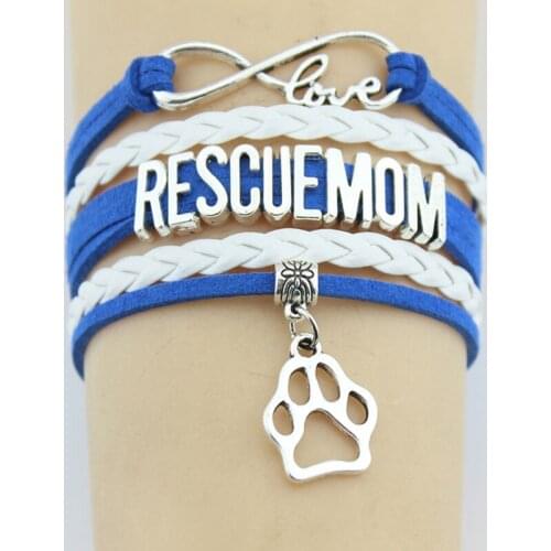 10PC/lot Infinity Love Rescue Mom Paw Charm Wrap Bracelets Dog Paw Print Bracelet Multilayer Leather Women&Men Bracelets Jewelry