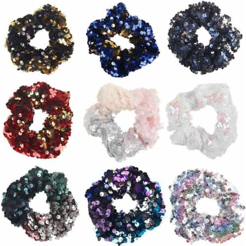 12 Colors Mermaid Sequins for Hair Binding Leather Band Popular Womens and Childrens Hair Circle
