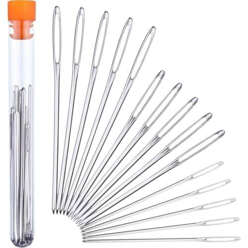15 Pieces Blunt Needles stainless steel Large-Eye Yarn Knitting Needles Sewing Needles, 3 Sizes