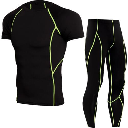 2019 New Compression Tracksuit Fitness Tight Sportswear Running Set T-shirt Leggings Mens Sportswear Demix Gym Sport Suit