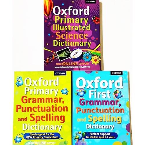 3 Books/Set Oxford First Grammar Punctuation and Spelling /Primary Illustrated Dictionary easy to understand English Books