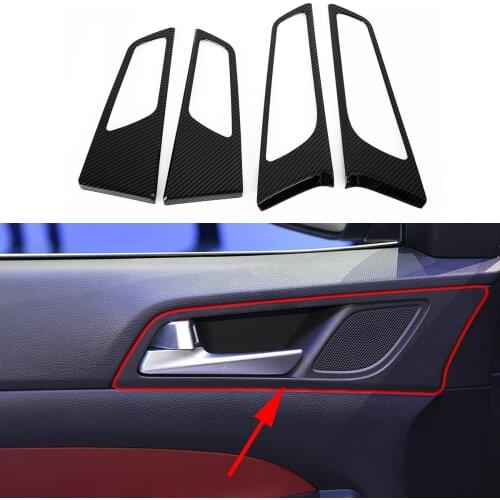 4X Carbon Fiber Black Inner Door Handle Panel Protector Cover Trim Fit For Hyundai Tucson 2019 2020 2021 Car Accessories