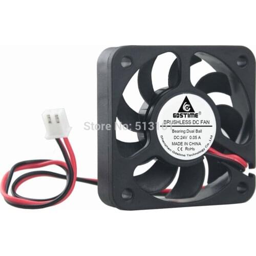 5Pcs Gdstime DC 24V 50mm Ball Bearing 2Pin Small Brushless Cooling Cooler Fan 50x50x12mm 5cm 5010