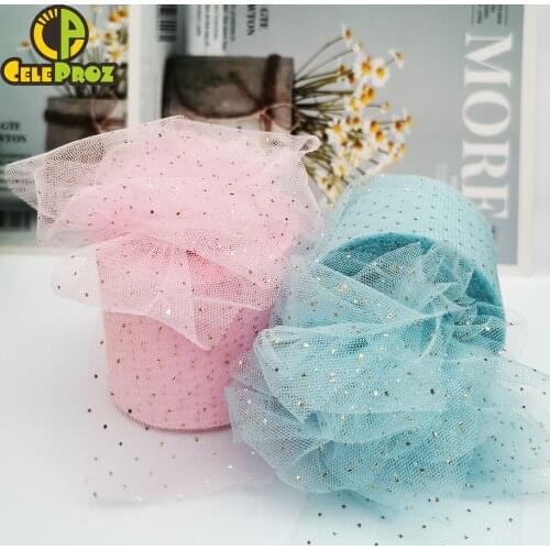 6cm Dotted Tulle Fabric Roll 5cm Glitter Sequin Ribbon DIY Handmade Crafts Hair Clip Material Wedding Baby Birthday Decor Supply