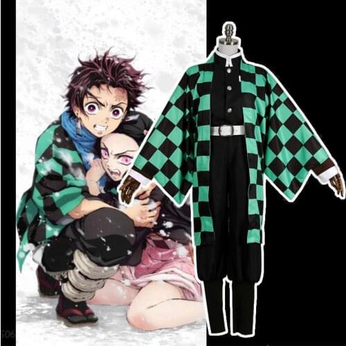 Anime Blade Of Demon Cosplay Costumes Tanjirou Kamado Cosplay Costume Halloween Comic Demon Slayer Kimetsu no Yaiba Cosplay Wigs