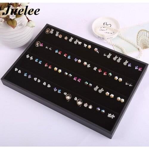 Juelee 120 Hole Velvet Earrings Jewelry Display Tray Case Box Holder Jewelry Necklaces Rings Organizer Storage Case