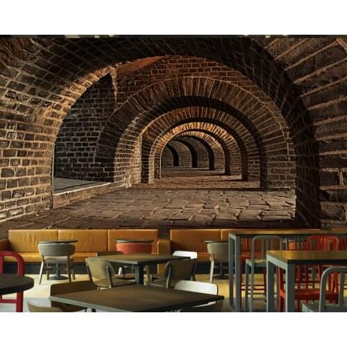 Free Shipping Custom 3D Photo Wallpaper Underground Tunnel Passage Bar KTV Restaurant Wall Decoration Mural with Good Price
