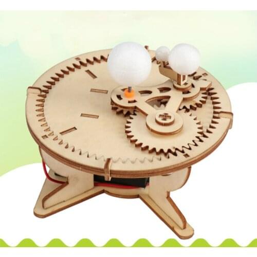 Diy Science Toy Kids Solar System Model Astronomy Sun Earth Moon Planet School Electric Stem Education Kit Wood Teaching Science