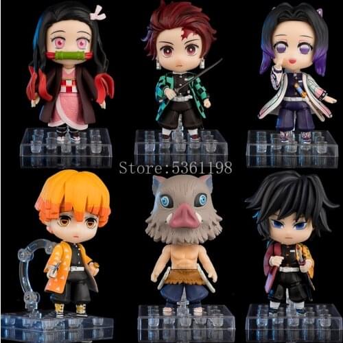 10cm Demon Slayer Anime Figure Toys Agatsuma Zenitsu Kamado Nezuko PVC Action Figure Toy Kimetsu no Yaiba Statue Model Doll Gift