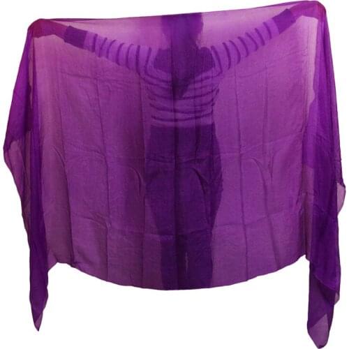 100% Silk Belly Dance Veil Belly Dance Silk Shawl Scarf Purple Color Belly Dance Practice Performance Silk Veils 250/270*114 cm