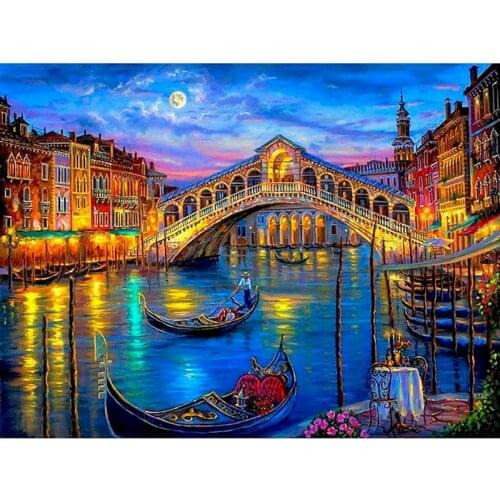 GATYZTORY Frame Water City Diy Painting By Numbers Landscape Paint By Number Handpainted Gift Wall Decor 60×75cm