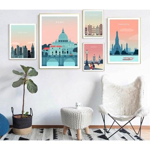 Amsterdam Travel Landscape Poster Prints London Wall Picture Canvas Painting Wall Art For Living Room Modern Unique Home Decor