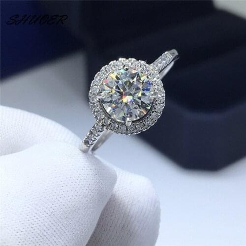Classic 925 Sterling Silver 1 Carat Brilliant Cut Pass Diamond Tester D Color Moissanite Round Stone Rings for Women Jewelry