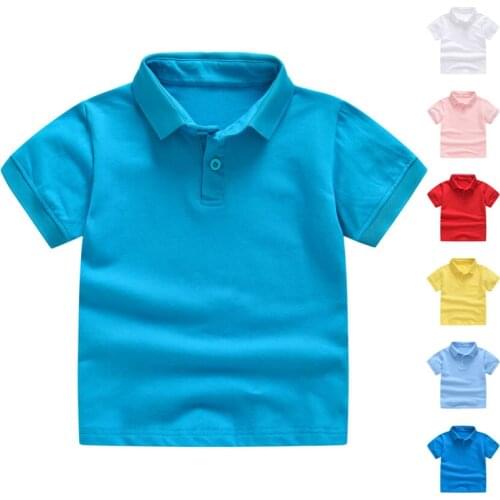 Ummer Boys Girls Polo Shirts Short Sleeve Lapel Clothes Girls Boys Cotton Breathable Tops Outwear Shirt School Uniform