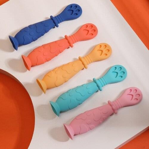 2pcs/set Newborn Baby Training Rice Spoon Infant Anti-slip Silicone Feeding Tableware Infant Cereal Food Supplement Spoon