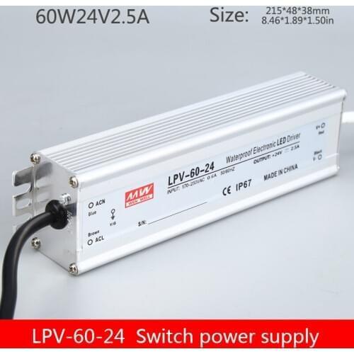 LPV-60-24v waterproof outdoor power supply 60W24V waterproof LED power supply 2.5A regulated lighting with light box lighting