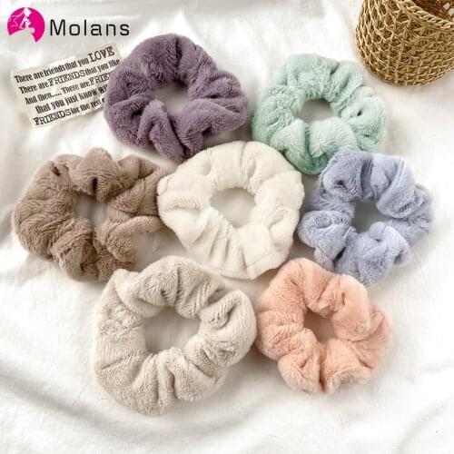 Molans Daily Soft Hair Scrunchies Plush Elastic Hair Band Women Girls Ponytail Holder Casual Rubber Band Ties Hair Accessories