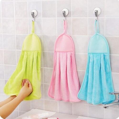 Hanging Hand Towels Eco-friendly Candy Colors Soft Coral Velvet Towel Can Be Hung Kitchen Cleaning Used Kitchen Towel
