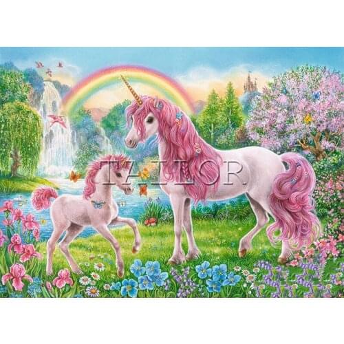 Home Decor Gift Cuadros 5D diamond painting haft diamentowy kit Full square Cross stitch landscape horse Black unicorn flower 1