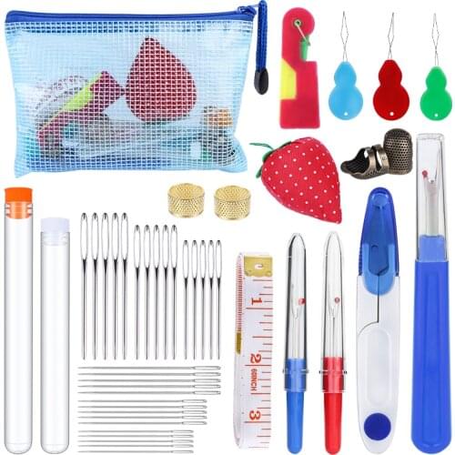 LMDZ Leather Sewing Craft Set Blunt Head Big Eye Needle Hand Sewing Needle With Needle Bottle Seam Ripper Sewing Accessories