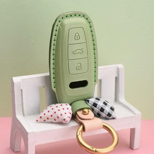 High Quality Leather Car Key Fob Cover Case for Audi A4L A6 A7 A5 A8 Q5 2019 2020 Keyfob Smart Sport Auto Accessories Key Case