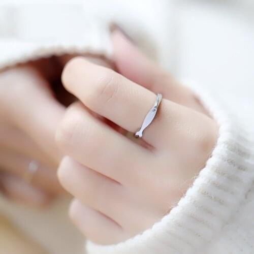New 925 Sterling Silver Rings Small Fish Couple For Women Rings Adjustable Rings Free Shipping