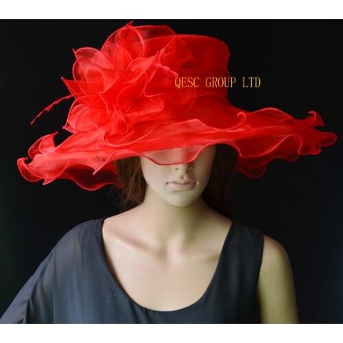 Wholesale Elegant NEW Crystal Organza Hats Church for kentucky derby, wedding womens hat,races,party,FREE SHIPPING.QHF041