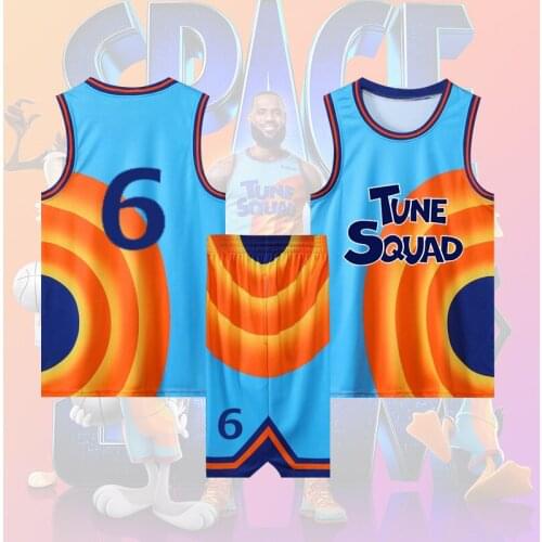 Custom full set jersey Movie Space Jam JAMES 6# 23# Tune Squad Basketball Jersey Set Sports Air Slam Dunk Sleeve Shirt Uniform