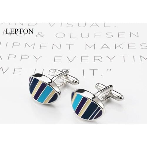 Hot Mens British Style Cufflinks Lepton Elliptical Enamel Cuff Links Fashion color CuffLink Wedding Groom Man Business Gift Cuff